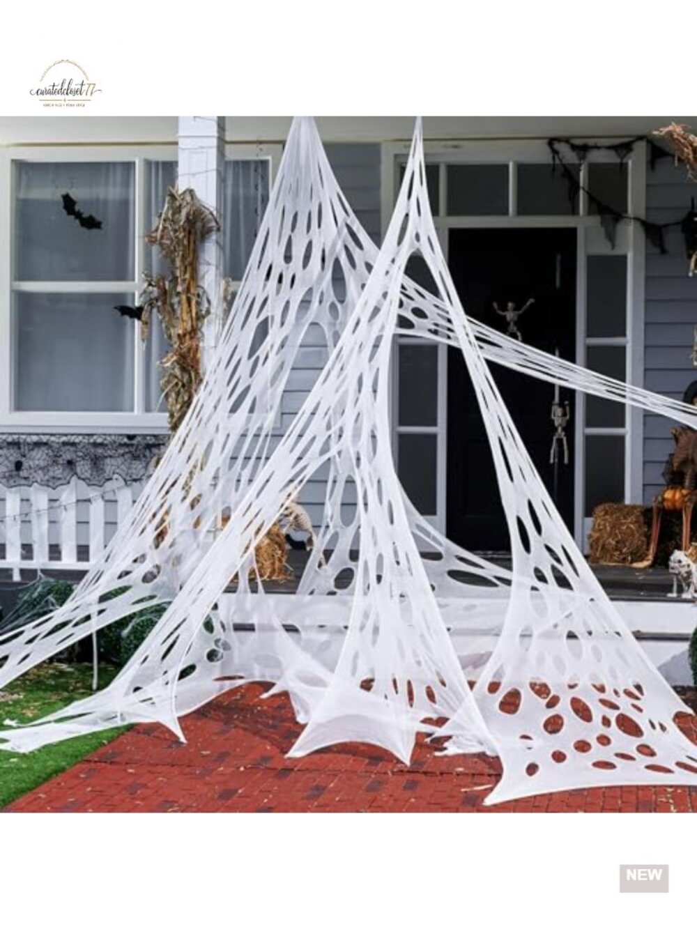 Giant Halloween Spider Web Decoration, Stretchy Cotton Netting for Outdoor